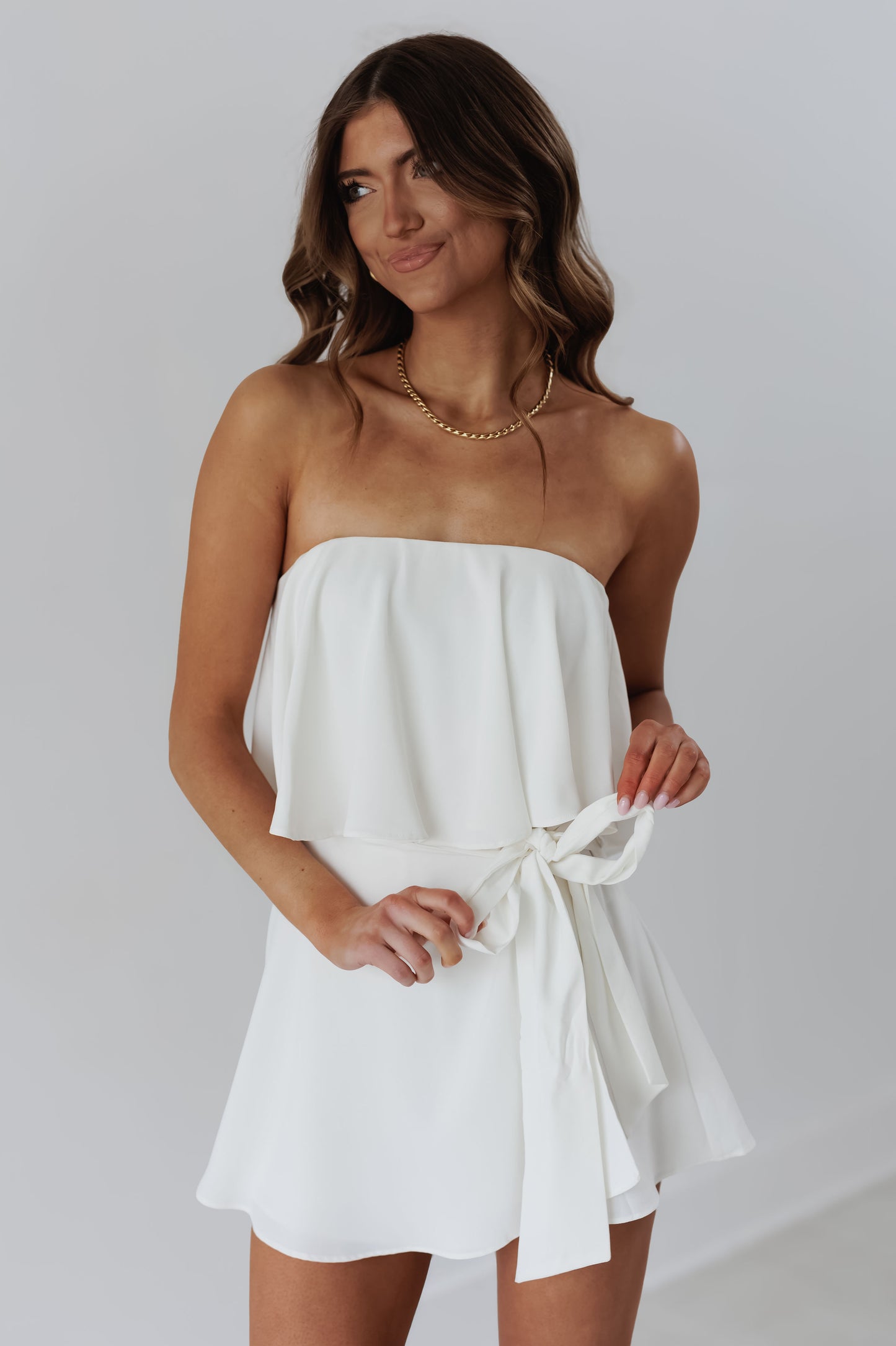 Boardwalk Ruffle Romper-White