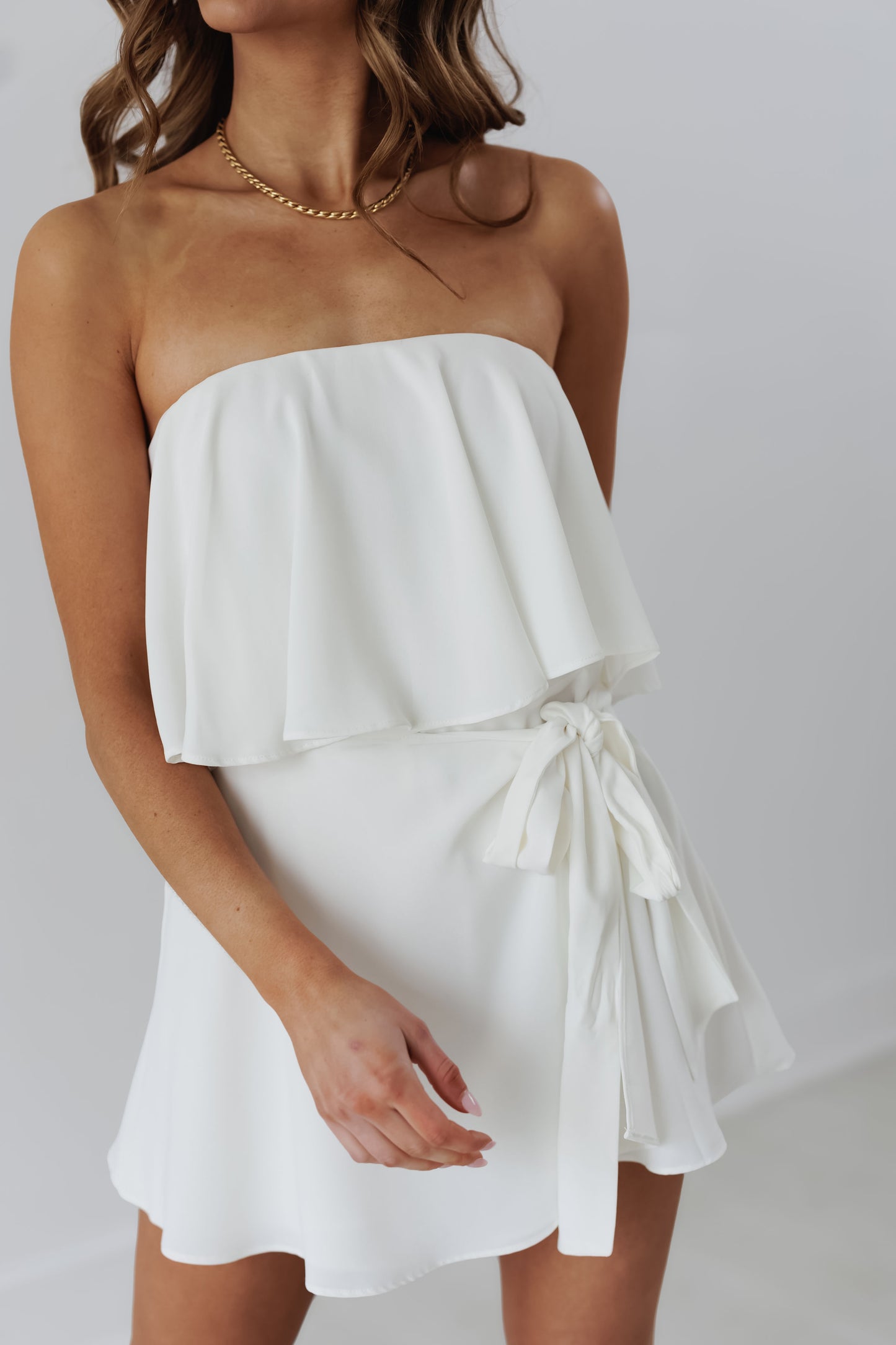 Boardwalk Ruffle Romper-White