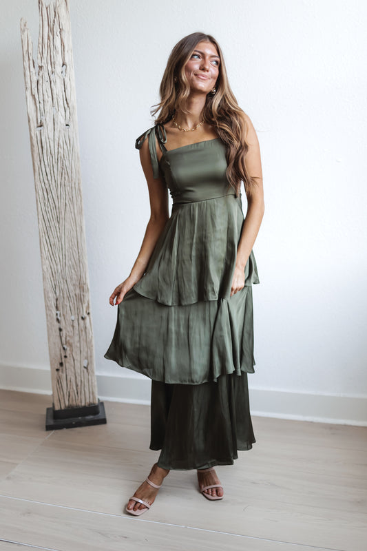 Elegant Evening Dress-Olive