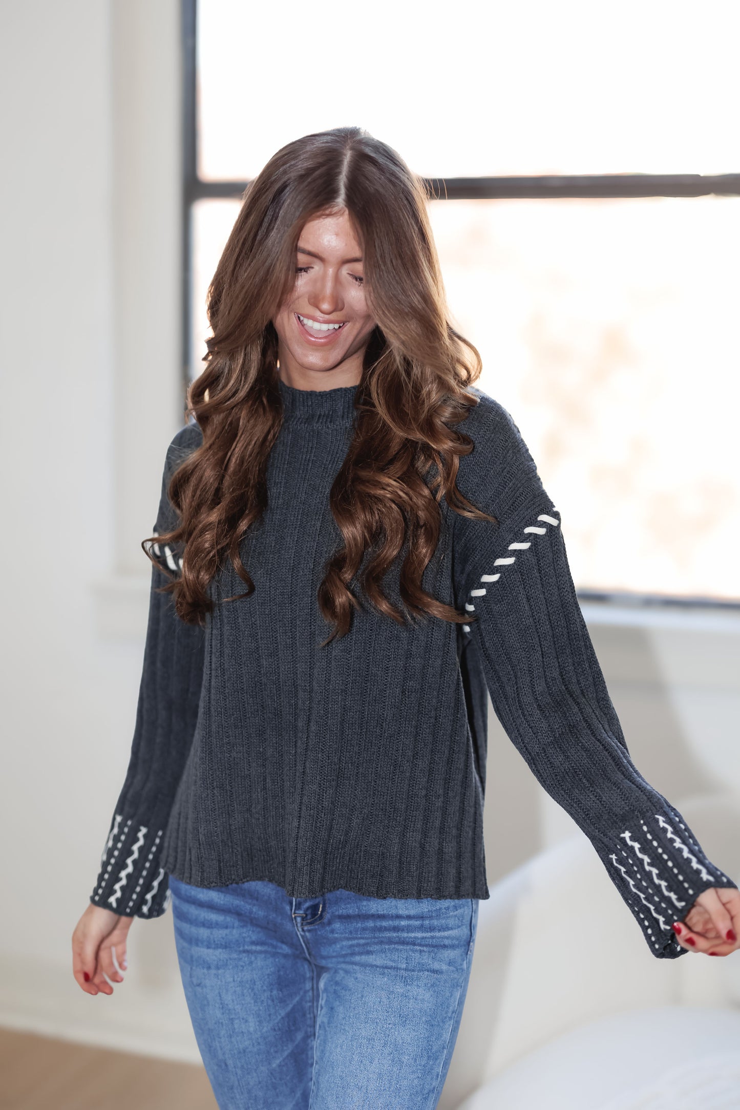 Chilly Nights Sweater-Charcoal