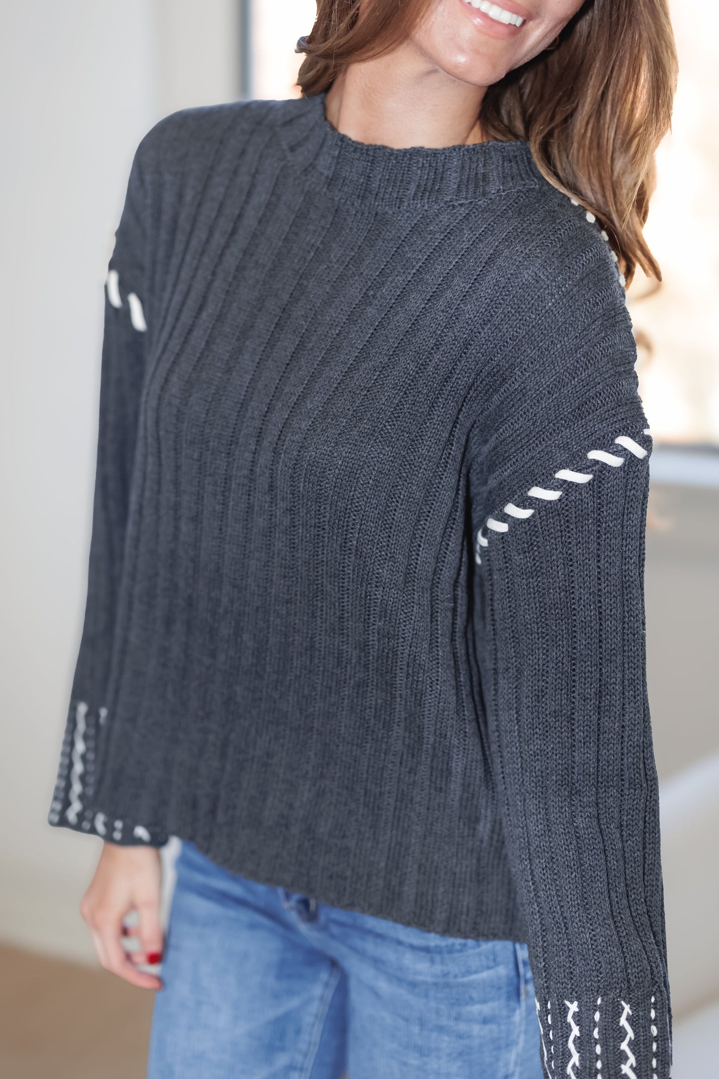 Chilly Nights Sweater-Charcoal