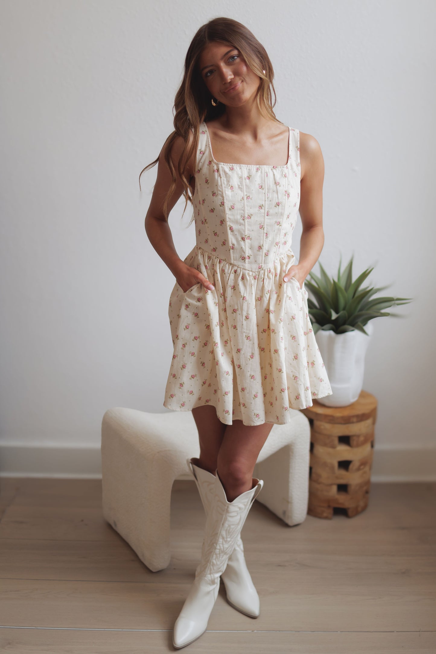 Sweet Nothing Dress-Natural/Floral