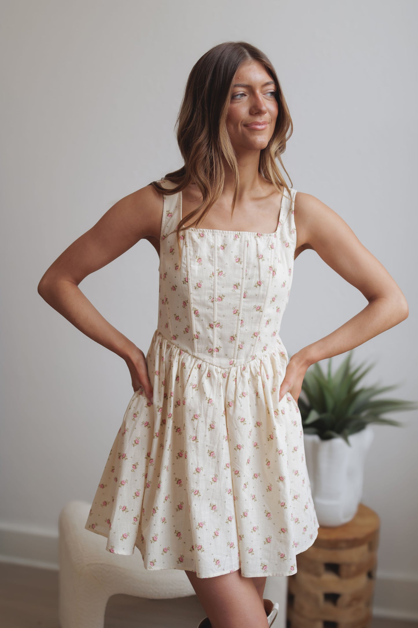 Sweet Nothing Dress-Natural/Floral