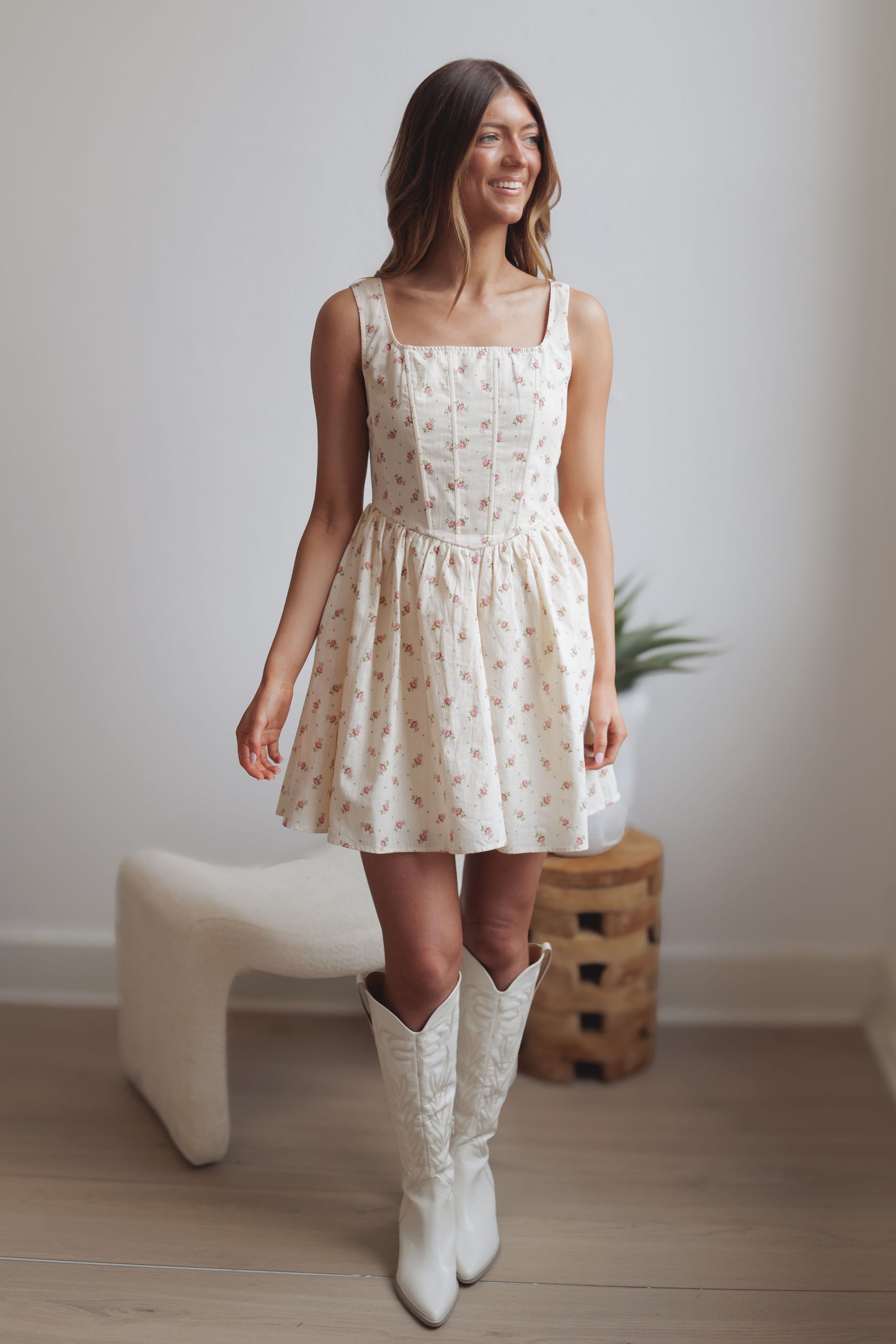 Sweet Nothing Dress-Natural/Floral