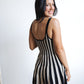 Rylan Striped Dress-Black/Ecru