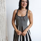 Rylan Striped Dress-Black/Ecru