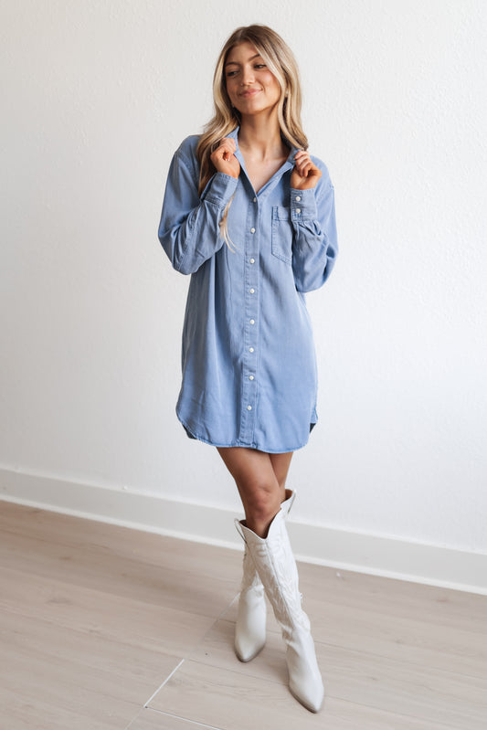 Z SUPPLY: Dover Chambray Dress-Sun Bleached Indigo