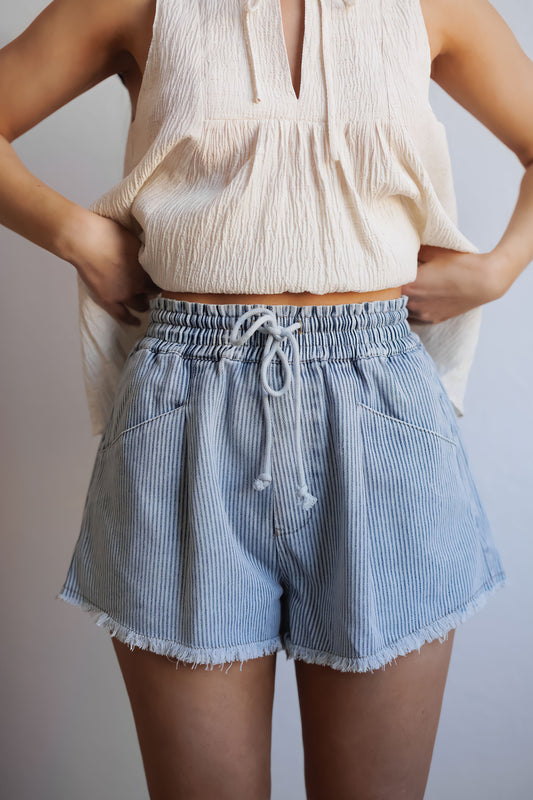 Spring Forward Shorts-Washed Denim