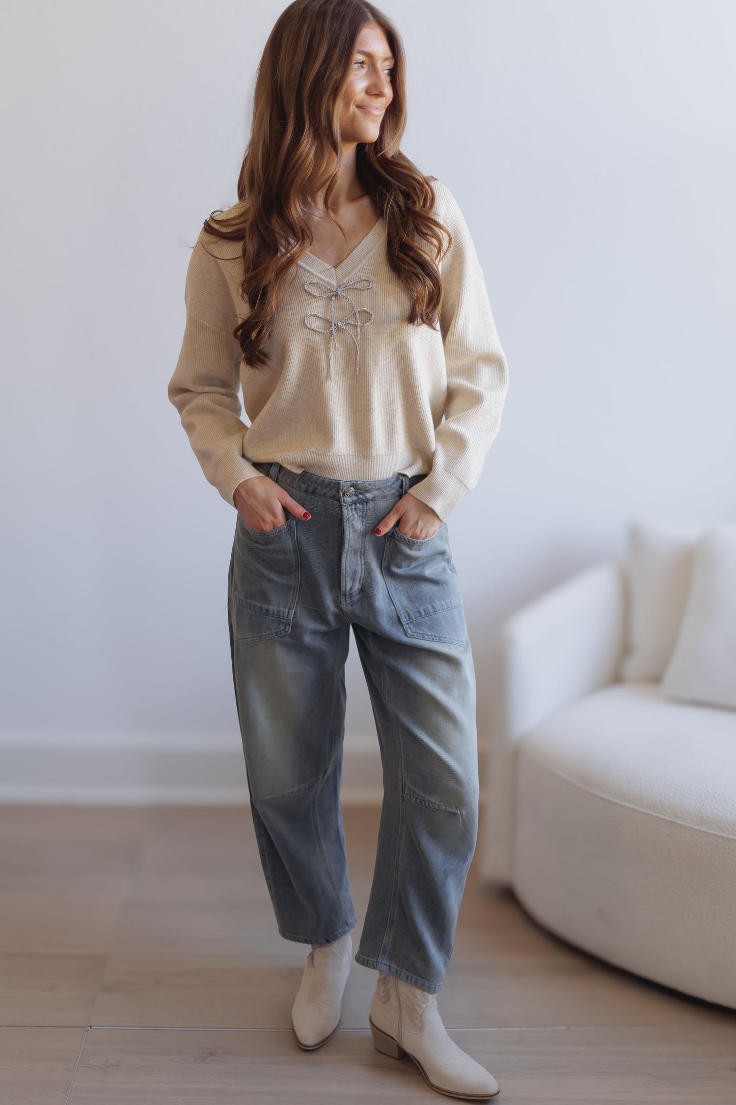 Tinslee Baggy Pants-Sand Wash