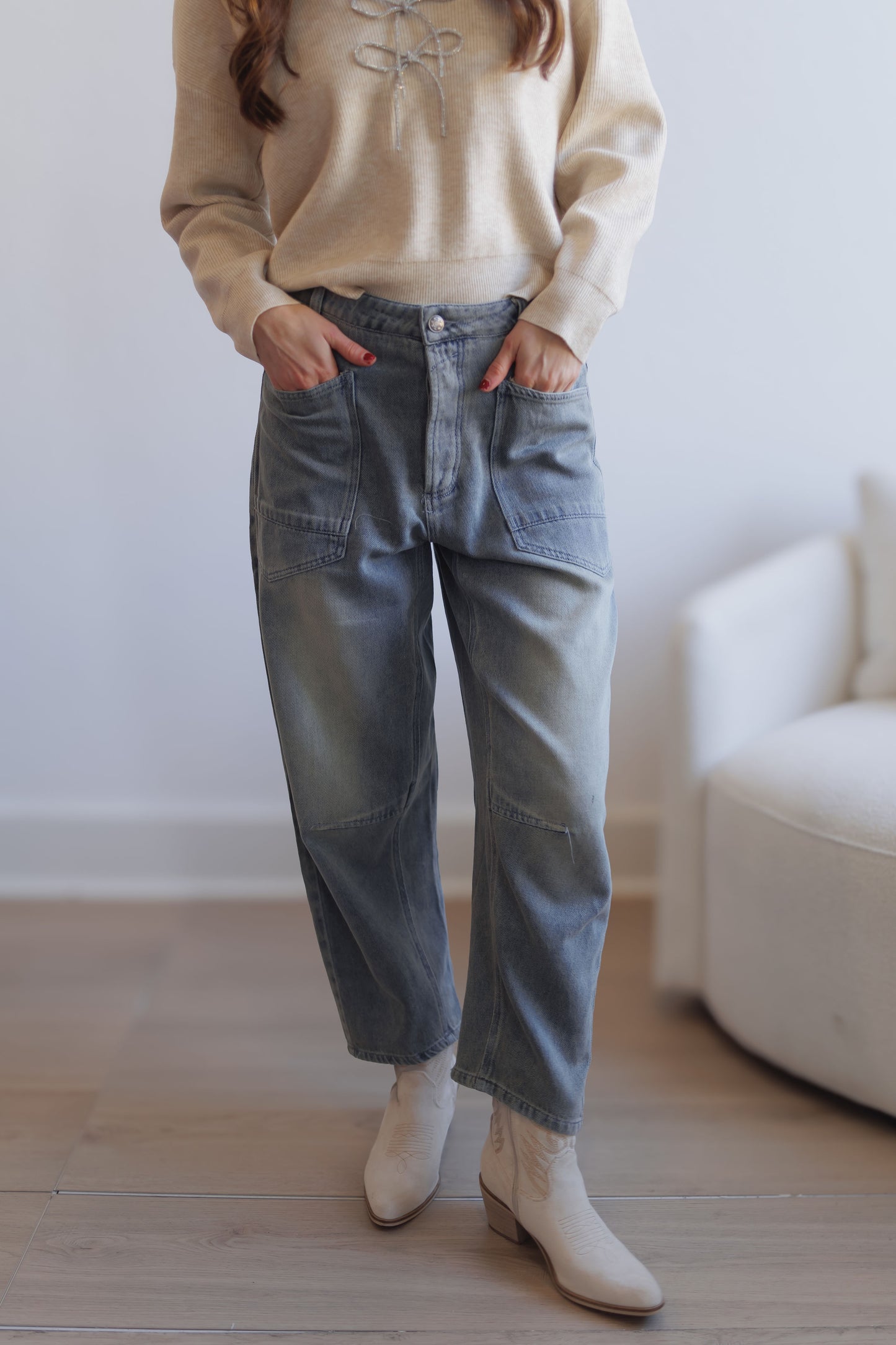 Tinslee Baggy Pants-Sand Wash