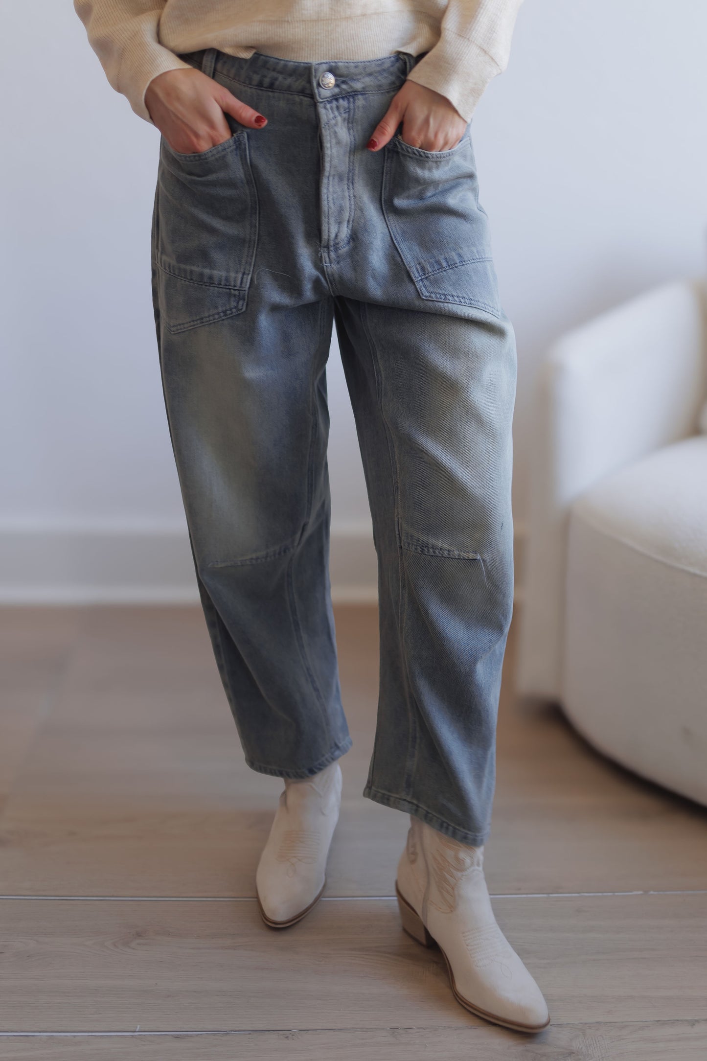 Tinslee Baggy Pants-Sand Wash