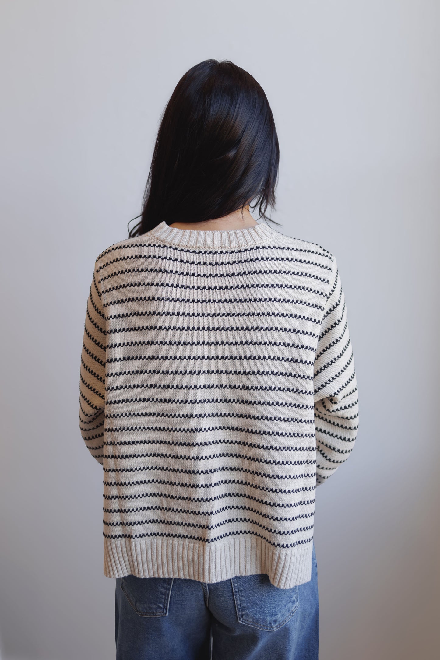 Along The Lines Sweater-Oatmeal/Black