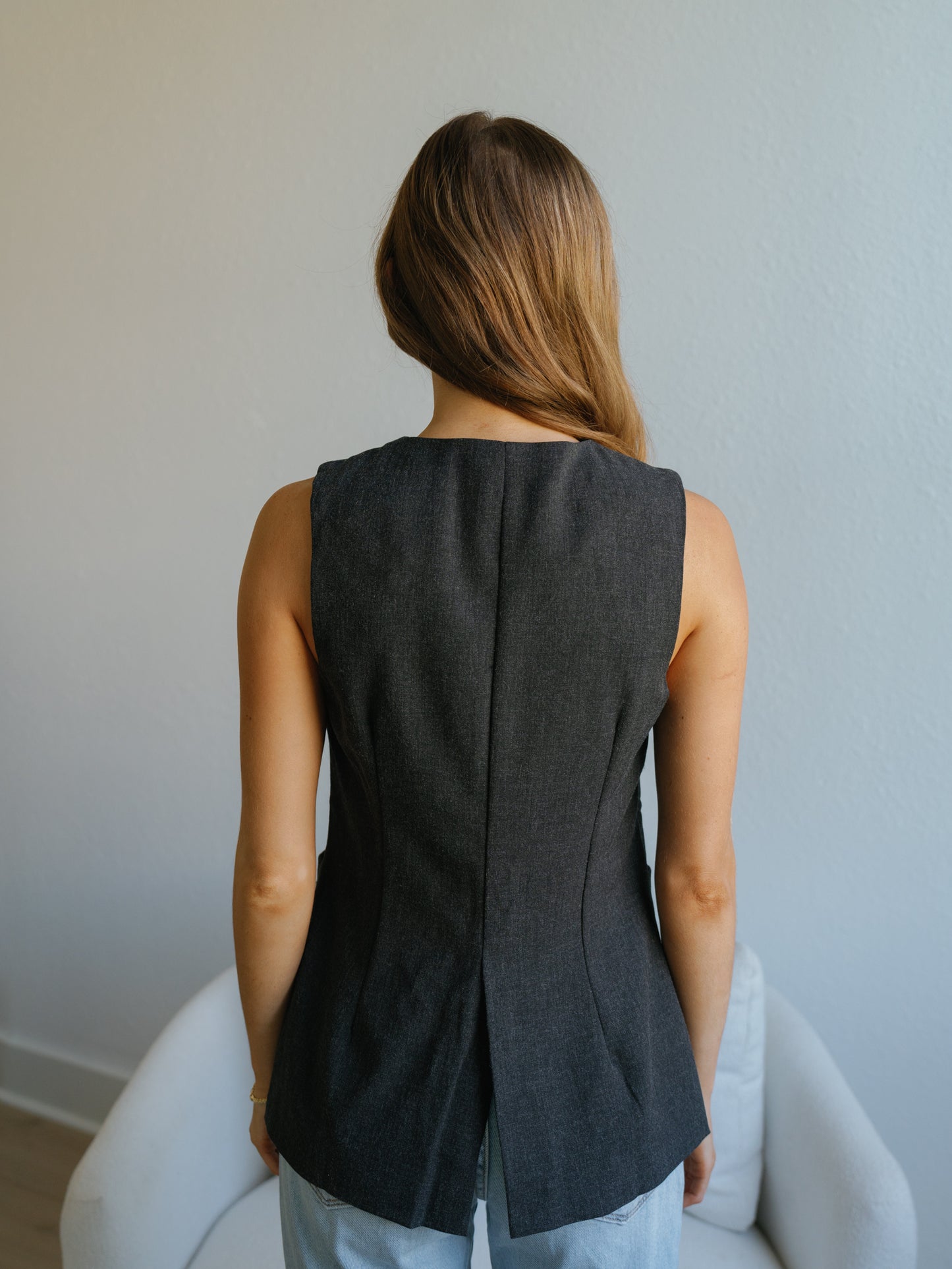 Convince Me Vest-Charcoal