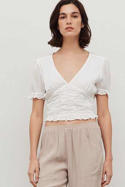 Embrace Smocked Top-Off White